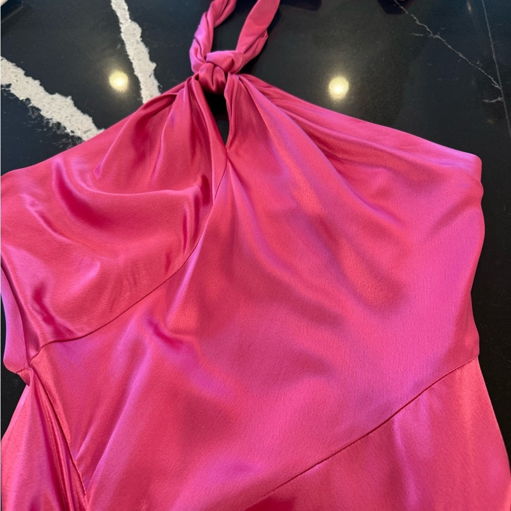 Ronny Kobo Collection Zadena Backless Vibrant Pink Maxi Halter Dress - Picture 11 of 15